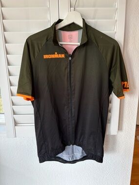 Iron Man Olive, Black & Orange Short Sleeve Cycling Jersey